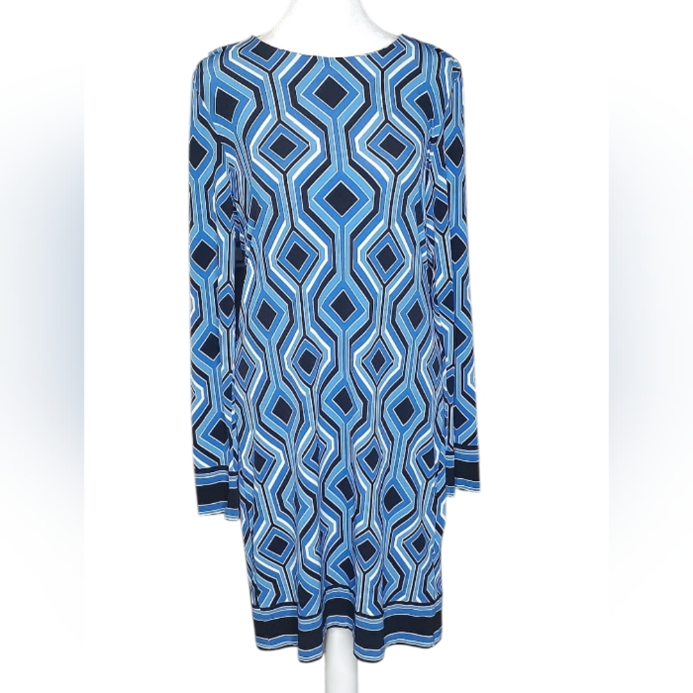 Michael Kors Blue Diamond Long Sleeve Dress